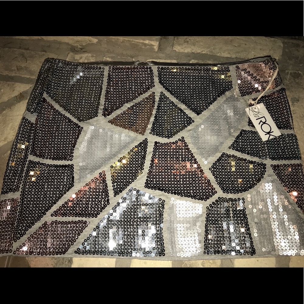 NWT LaRok sequin disco mini skirt
